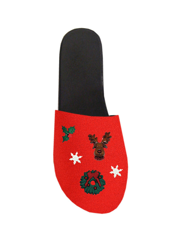 Ugly Sweater Clog Tops - Red Wreath