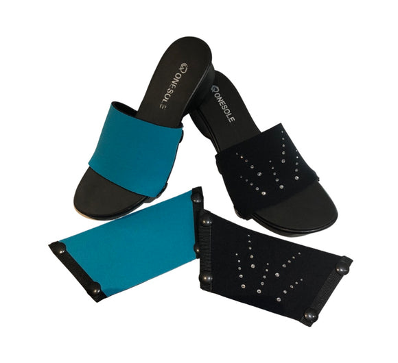 * New Black Leisure Sole with Crystal Spray & Turquoise Set